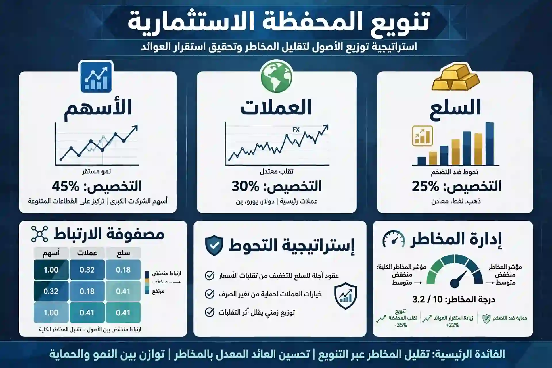 تنويع المحفظة الاستثمارية وإدارة المخاطر باستخدام الارتباط والتحوط